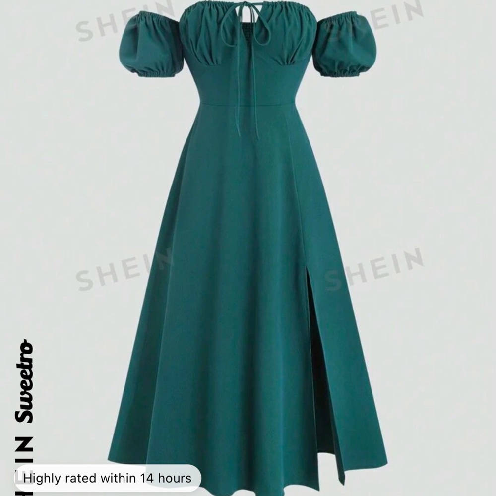Green Milkmaid dress from Shein